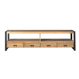 TV-meubel - Mangohout met Inlegwerk - 220 cm - 4 Lades & Open Vak