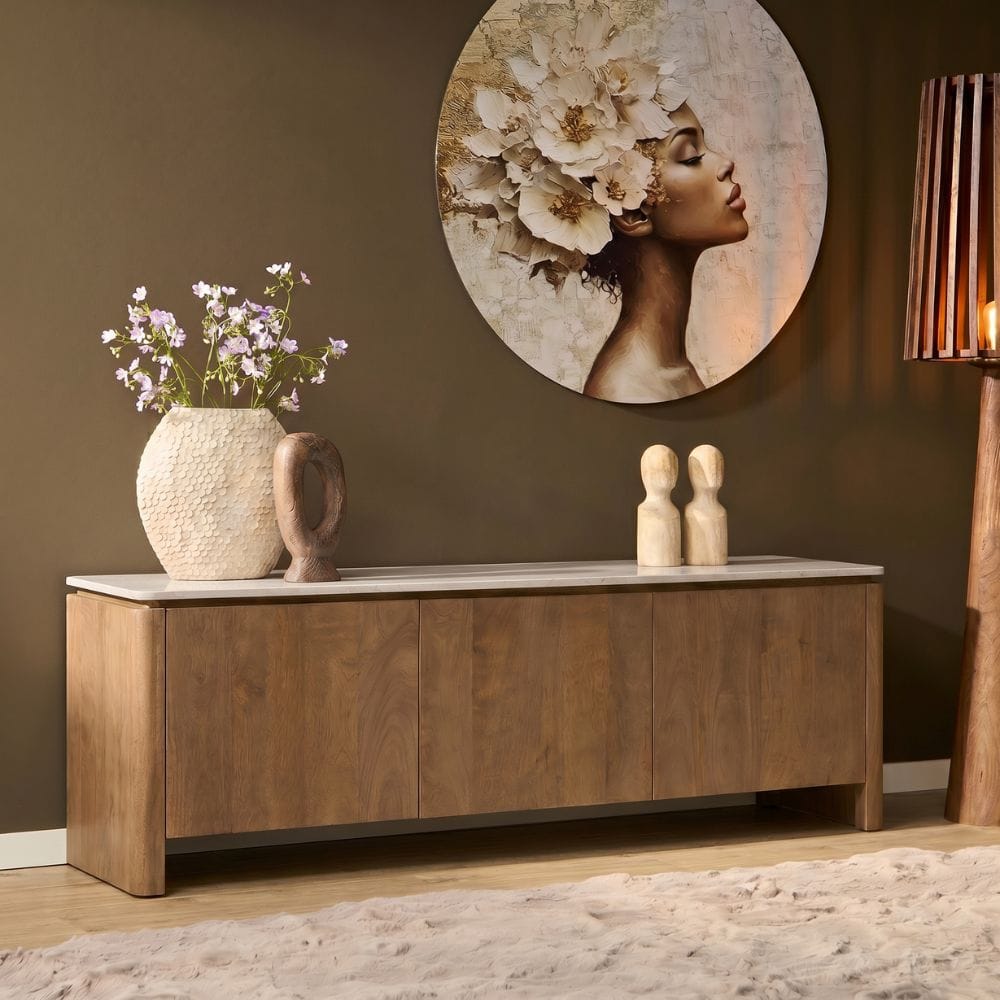 Tv meubel Dallas Naturel Mangohout 165 cm Starfurn