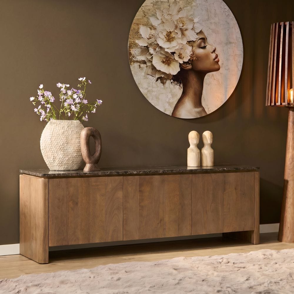 Tv meubel Dallas Naturel Mangohout 165 cm Starfurn
