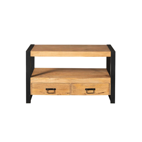 Naturel tv-meubel van mangohout, 100 cm breed