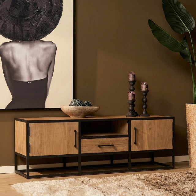 TV-meubel - Naturel Mangohout - 145 cm - 2 Deuren & 1 Lade Entertainment Centers & TV Stands Starfurn