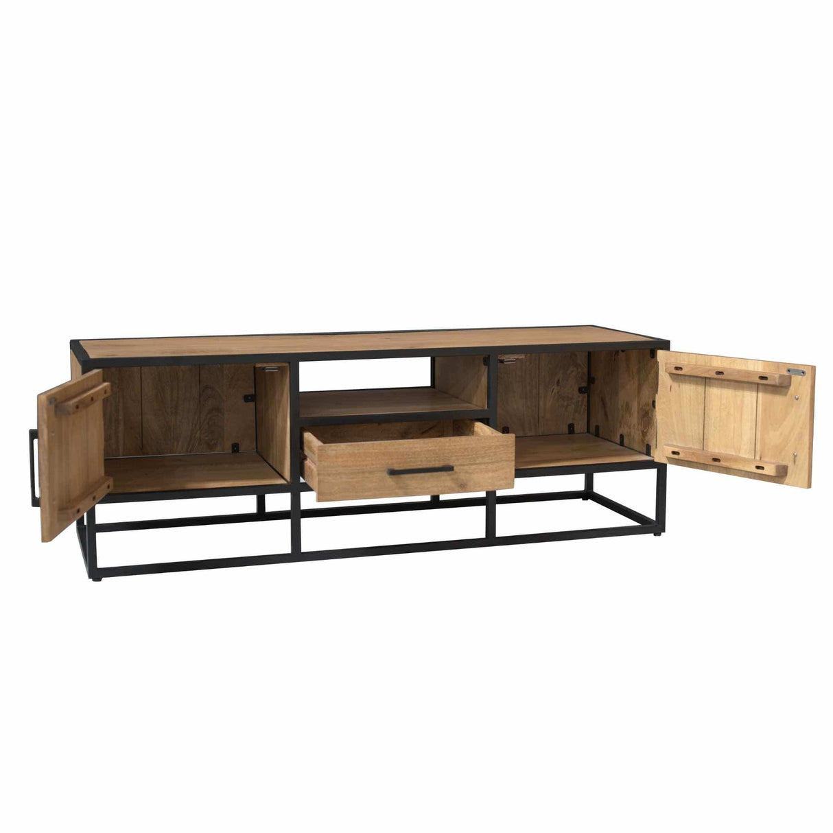 TV-meubel - Naturel Mangohout - 145 cm - 2 Deuren & 1 Lade Entertainment Centers & TV Stands Starfurn