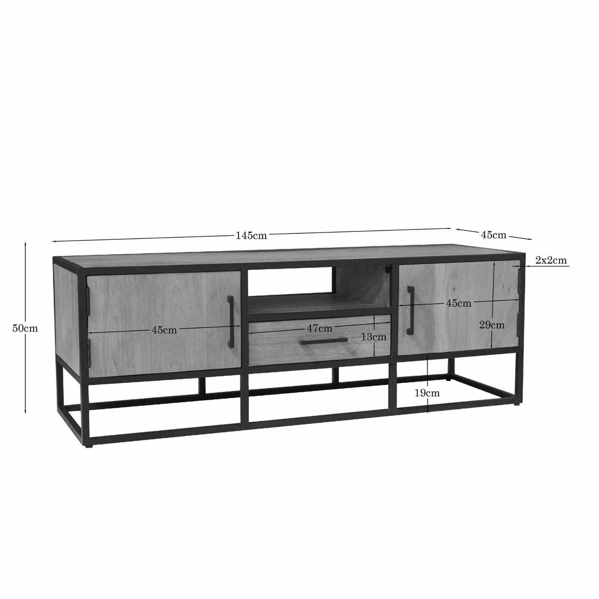 TV-meubel - Naturel Mangohout - 145 cm - 2 Deuren & 1 Lade Entertainment Centers & TV Stands Starfurn