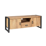 Tv-meubel - Naturel Mangohout - 150x45 cm - 2 Deuren, 1 Lade & Open Vak Entertainment Centers & TV Stands Starfurn