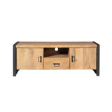 Tv-meubel - Naturel Mangohout - 150x45 cm - 2 Deuren, 1 Lade & Open Vak Entertainment Centers & TV Stands Starfurn