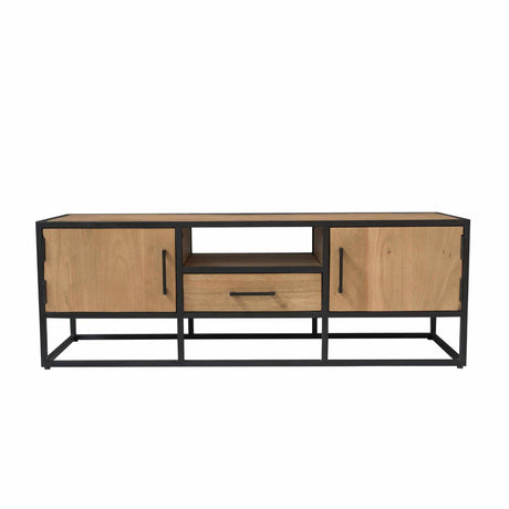 Naturel mangohouten tv-meubel met 2 deuren en 1 lade, 145 cm breed, foto 2