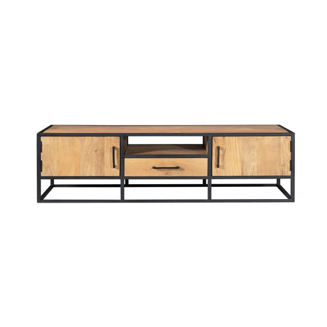Naturel mangohouten tv-meubel met 2 deuren en 1 lade, 180 cm breed, foto 2