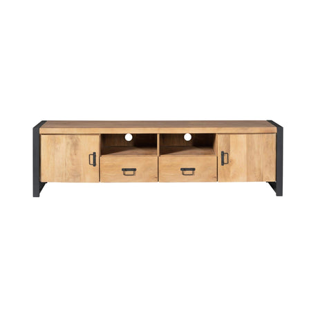 Naturel mangohouten tv-meubel met 2 deuren, 2 laden en open vak, 200 x 45 cm, foto 2