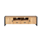 Tv-meubel - Naturel Mangohout - 200x45 cm - 2 Deuren, 2 Laden & Open Vak Entertainment Centers & TV Stands Starfurn