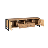 Tv-meubel - Naturel Mangohout - 200x45 cm - 2 Deuren, 2 Laden & Open Vak Entertainment Centers & TV Stands Starfurn