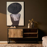 Tv-meubel - Naturel - Mangohout - Metaal - 100 cm - 1 Deur - 1 Open vak Entertainment Centers & TV Stands Starfurn
