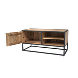 Tv-meubel - Naturel - Mangohout - Metaal - 100 cm - 1 Deur - 1 Open vak Entertainment Centers & TV Stands Starfurn