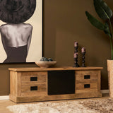Tv-meubel - Naturel - Mangohout - Metaal - 155 cm - 4 Lades - 1 Deur Entertainment Centers & TV Stands Starfurn