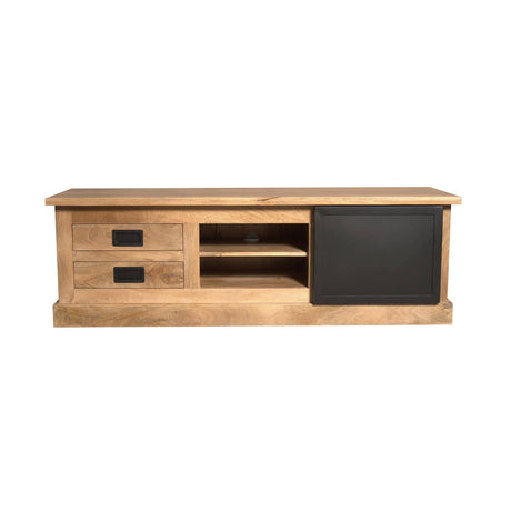 Tv-meubel - Naturel - Mangohout - Metaal - 155 cm - 4 Lades - 1 Deur Entertainment Centers & TV Stands Starfurn