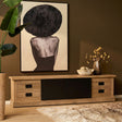 Tv-meubel - Naturel - Mangohout - Metaal - 200 cm - 4 Lades - 2 Deuren Entertainment Centers & TV Stands Starfurn