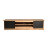 Tv-meubel - Naturel - Mangohout - Metaal - 200 cm - 4 Lades - 2 Deuren Entertainment Centers & TV Stands Starfurn