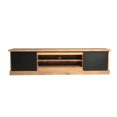 Tv-meubel - Naturel - Mangohout - Metaal - 200 cm - 4 Lades - 2 Deuren Entertainment Centers & TV Stands Starfurn
