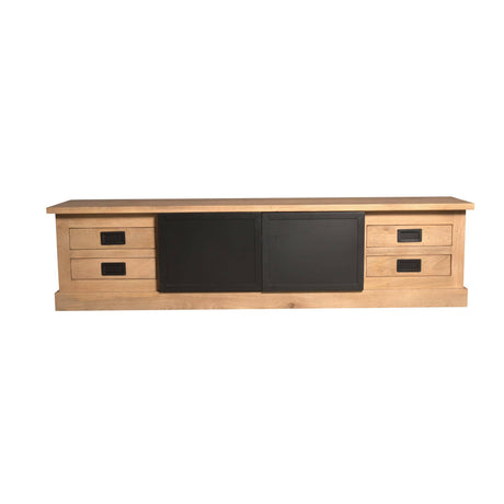 Tv-meubel - Naturel - Mangohout - Metaal - 200 cm - 4 Lades - 2 Deuren Entertainment Centers & TV Stands Starfurn