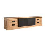 Tv-meubel - Naturel - Mangohout - Metaal - 200 cm - 4 Lades - 2 Deuren Entertainment Centers & TV Stands Starfurn