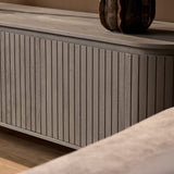 Tv-meubel - Taupe Mangohout - 210 cm - Verticaal Lattenpatroon Entertainment Centers & TV Stands Starfurn