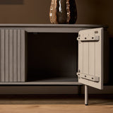 Tv-meubel - Taupe Mangohout - 210 cm - Verticaal Lattenpatroon Entertainment Centers & TV Stands Starfurn