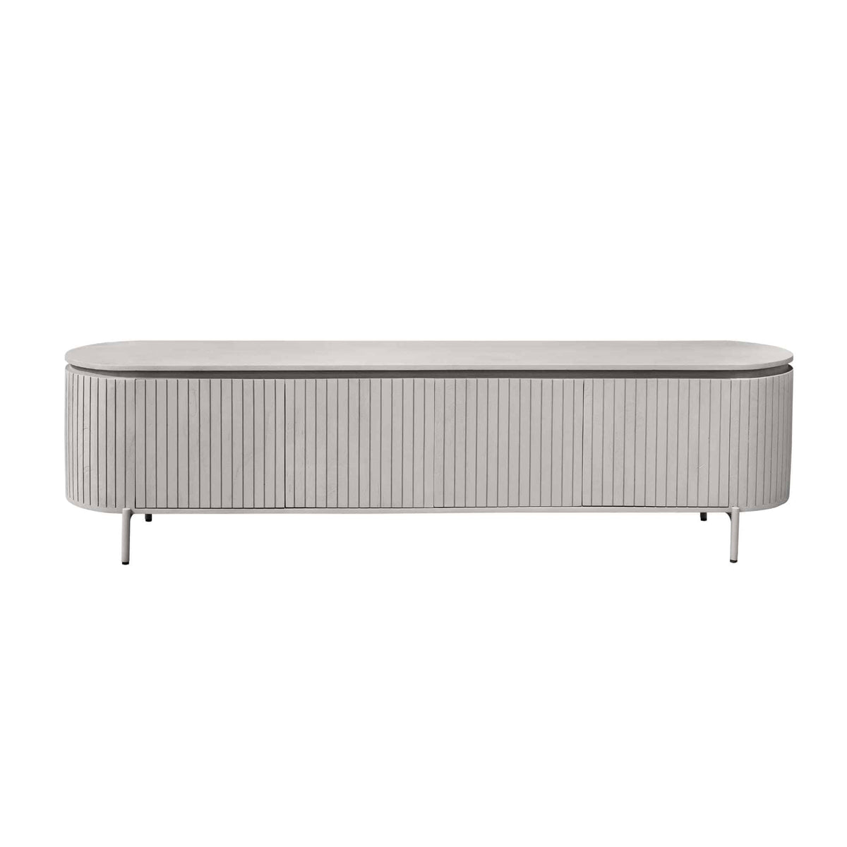 Tv-meubel - Taupe Mangohout - 210 cm - Verticaal Lattenpatroon Entertainment Centers & TV Stands Starfurn