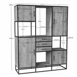Vakkenkast XXL - Naturel Mangohout - 160x200 cm - 4 Deuren & 3 Laden Tall Display Cabinets Starfurn
