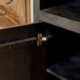 Vakkenkast - Zwart Mangohout - 90x200 cm - 2 Deuren & 5 Open Vakken Bookcases & Standing Shelves Starfurn