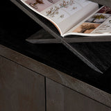 Vakkenkast - Zwart Mangohout - 90x200 cm - 2 Deuren & 5 Open Vakken Bookcases & Standing Shelves Starfurn