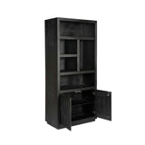Vakkenkast - Zwart Mangohout - 90x200 cm - 2 Deuren & 5 Open Vakken Bookcases & Standing Shelves Starfurn