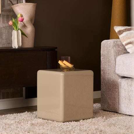 Vierkante beige salontafel van MDF, 30 cm