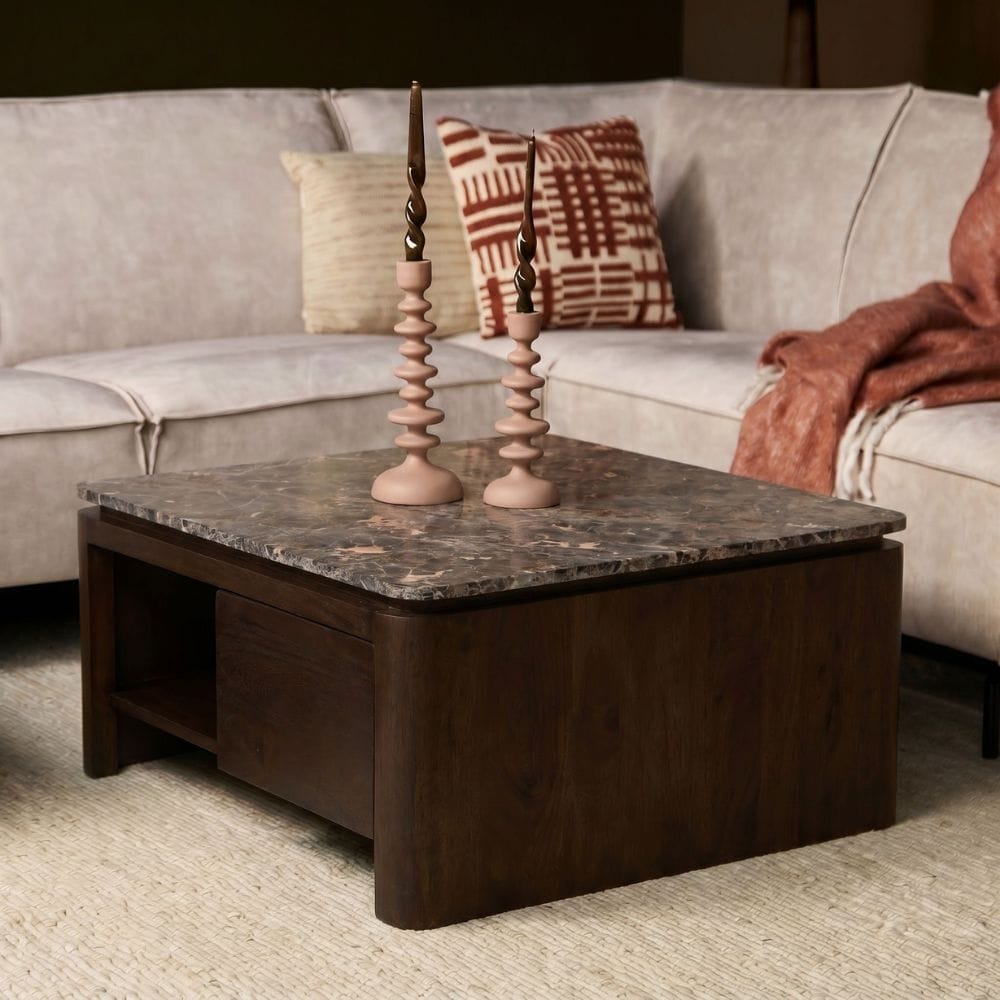 Vierkante Salontafel Dallas Bruin Mangohout 80 cm Starfurn