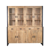 Vierkante Salontafel - Naturel Mangohout - 80x80 cm - Met Schuifdeuren en Lades Coffee Tables Starfurn