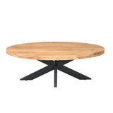 Vierkante Salontafel - Naturel Mangohout - 80x80 cm - Met Schuifdeuren en Lades Coffee Tables Starfurn