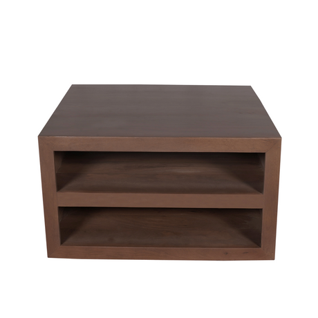 Vierkante salontafel van walnoot mangohout, 80 cm, modern blokdesign, foto 3