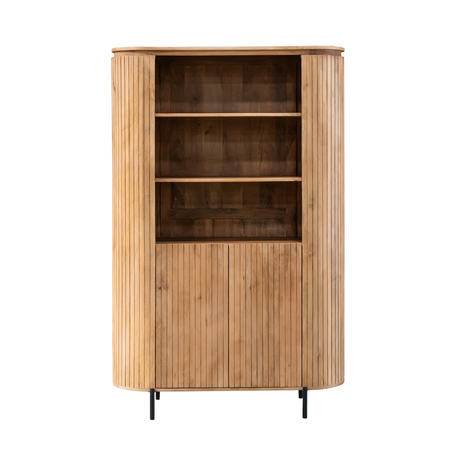 Naturel mangohouten wandkast met verticaal lattenpatroon, 115 cm breed, foto 5