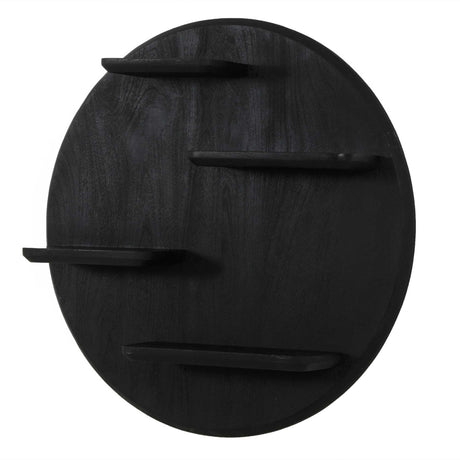 Wandrek - Rond - Zwart - Mangohout - 75 cm Floating Wall Shelves & Ledges Starfurn