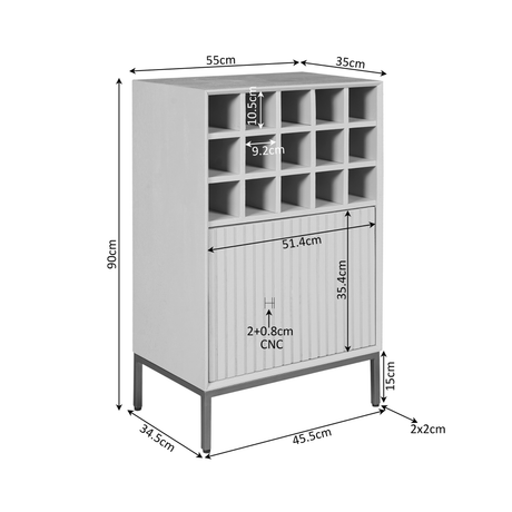 Wijnkast - Bruin - Mangohout - 55 cm - 15 Vakken Wine & Liquor Cabinets Starfurn