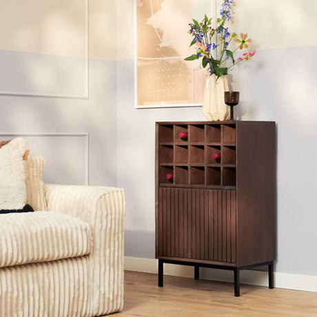 Wijnkast - Bruin - Mangohout - 55 cm - 15 Vakken Wine & Liquor Cabinets Starfurn