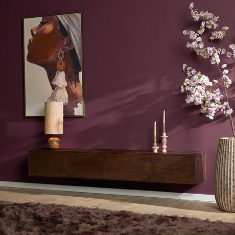 Zwevend TV-meubel - 200 cm - Bruin Mangohout - Greeploos - Push-to-Open Entertainment Centers & TV Stands Starfurn