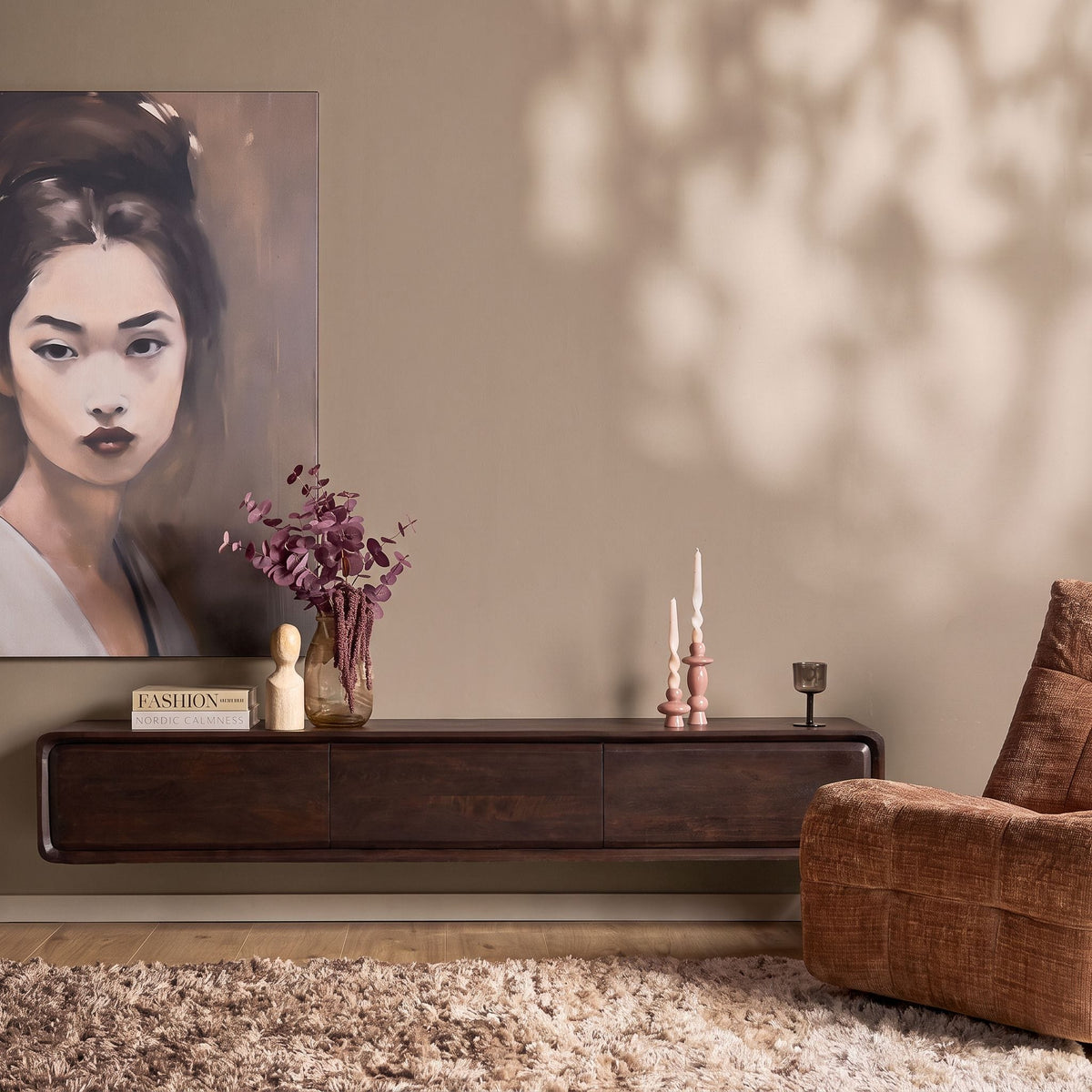 Zwevend tv meubel Allure Bruin Mangohout 160 cm Starfurn
