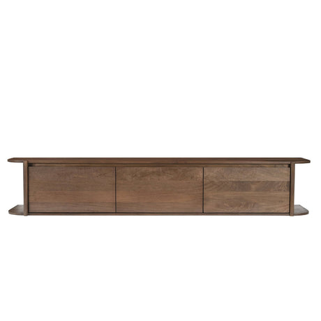 Zwevend bruin tv-meubel van massief mangohout, 200 cm breed