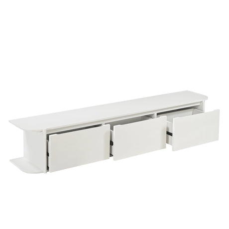 Zwevend tv-meubel van massief mangohout in off-white, 200 cm breed, foto 4