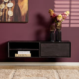 Zwevend Tv-meubel - Naturel Mangohout - 120 cm - 1 Lade & 2 Open Vakken Entertainment Centers & TV Stands Starfurn
