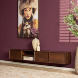 Zwevend Tv-meubel - Naturel Mangohout - 120 cm - 1 Lade & 2 Open Vakken Entertainment Centers & TV Stands Starfurn