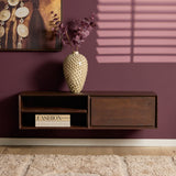 Zwevend Tv-meubel - Naturel Mangohout - 120 cm - 1 Lade & 2 Open Vakken Entertainment Centers & TV Stands Starfurn