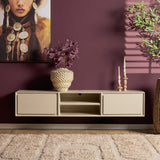 Zwevend Tv-meubel - Naturel Mangohout - 120 cm - 1 Lade & 2 Open Vakken Entertainment Centers & TV Stands Starfurn