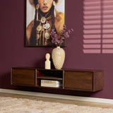 Zwevend Tv-meubel - Naturel Mangohout - 120 cm - 1 Lade & 2 Open Vakken Entertainment Centers & TV Stands Starfurn