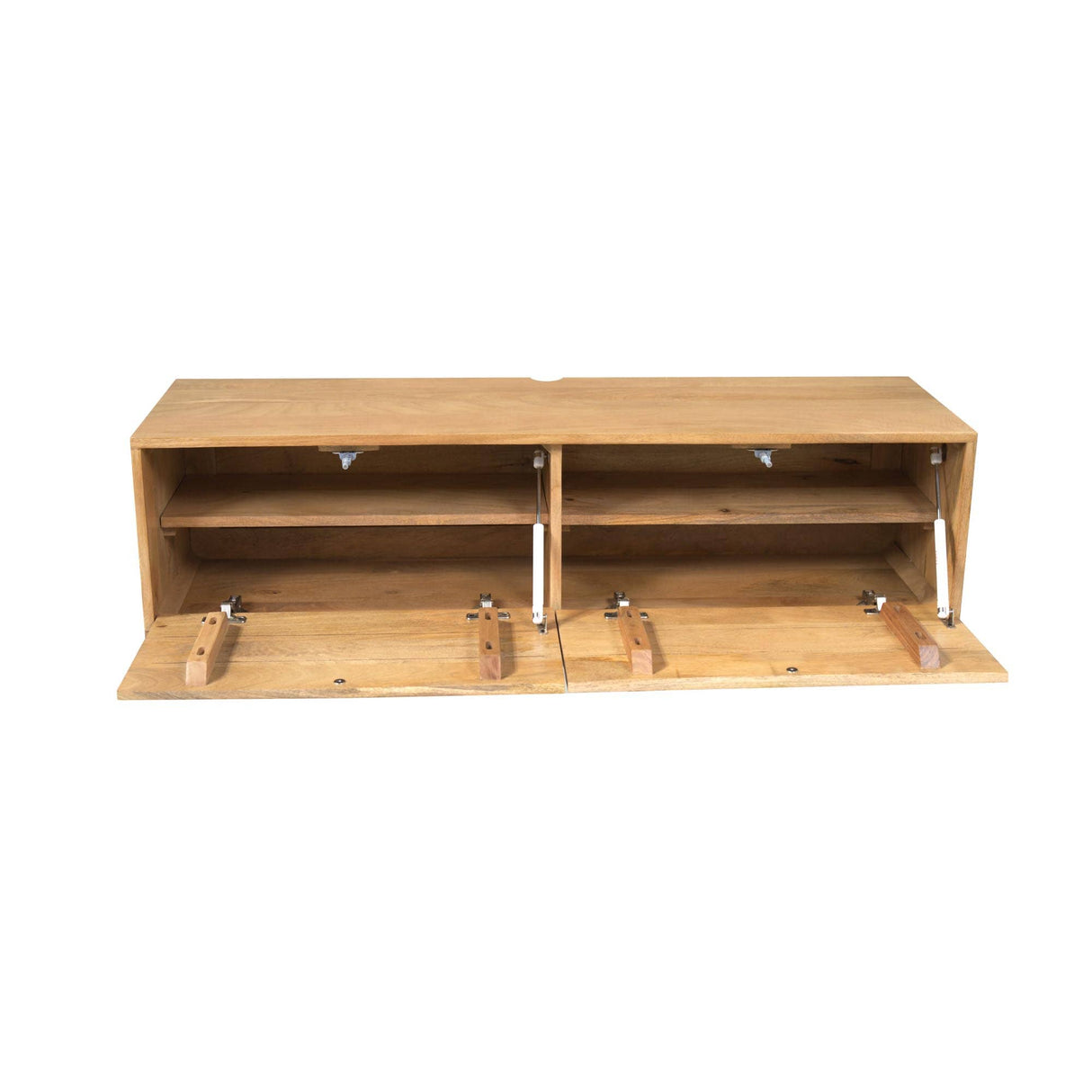 Zwevend TV-meubel - Naturel Mangohout - 120 cm - 2 Deuren - Push-to-Open Entertainment Centers & TV Stands Starfurn