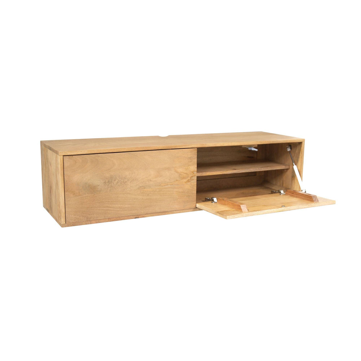 Zwevend TV-meubel - Naturel Mangohout - 120 cm - 2 Deuren - Push-to-Open Entertainment Centers & TV Stands Starfurn